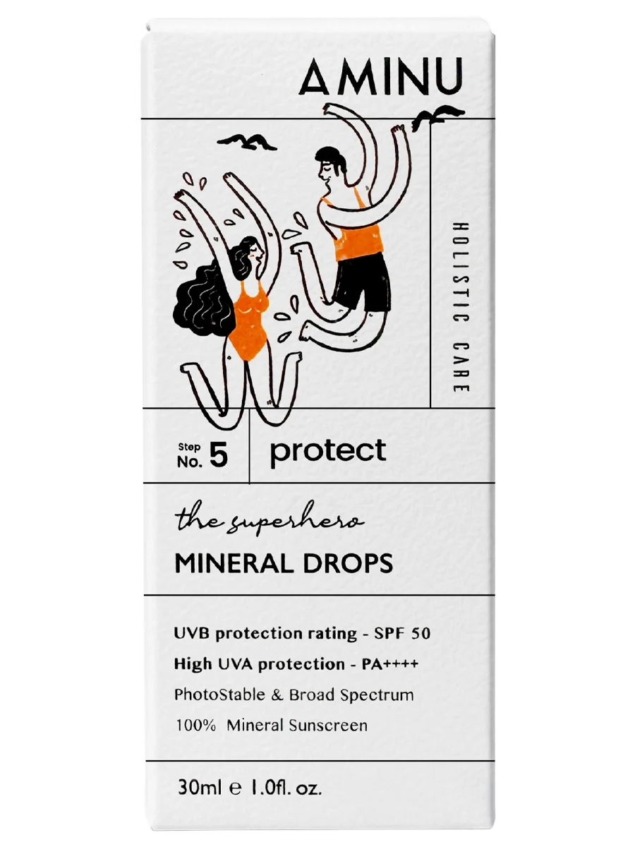 AMINU Mineral Drops is a premium SPF 50 PA++++ mineral sunscreen formulated for daily UV protection. Its lightweight, non-comedogenic formula makes it suitable for sensitive, oily, dry, combination, and normal skin while delivering broad-spectrum protection against UVA and UVB rays.